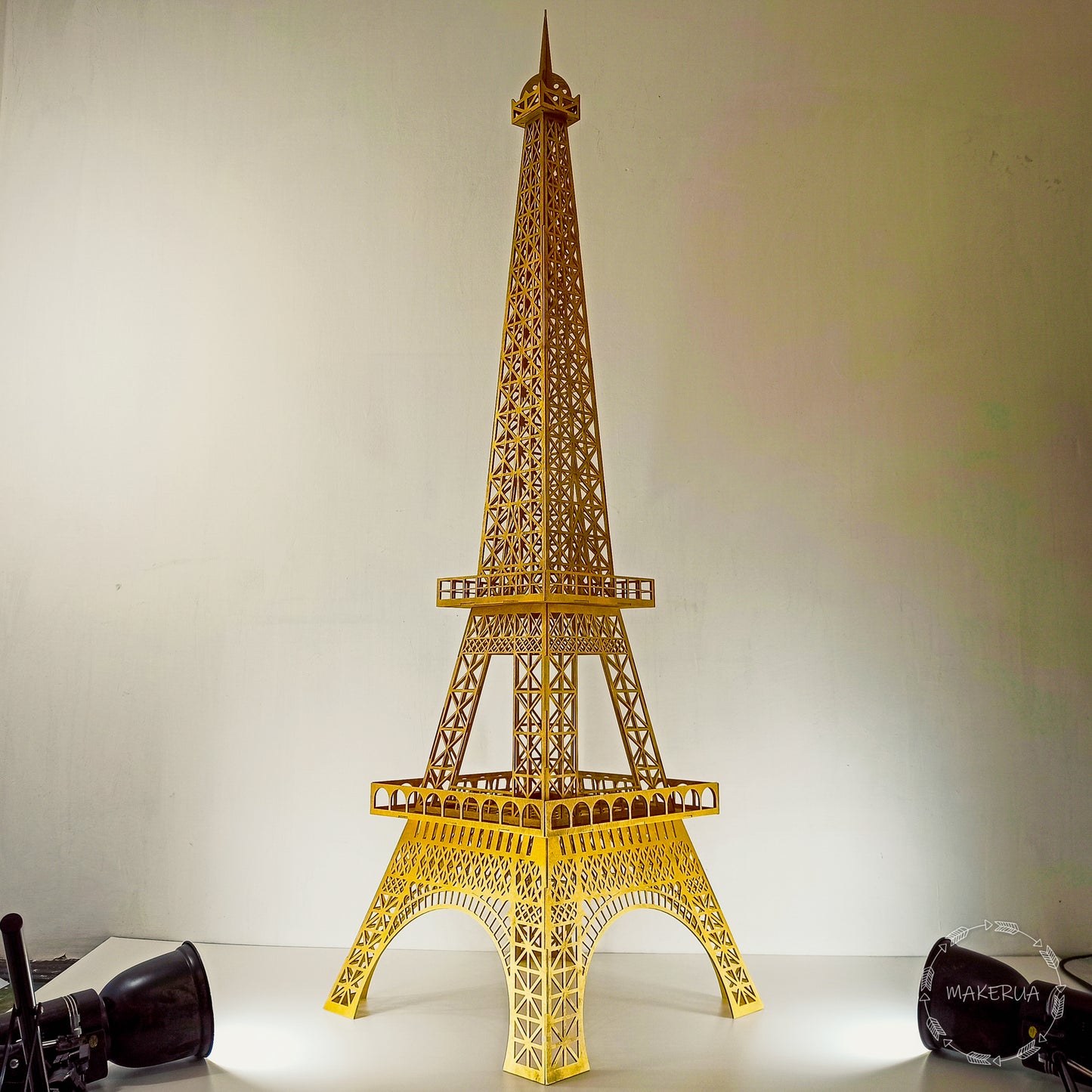 Gold Eiffel Tower 3D sculpture statue large huge life size wood wooden wedding birthday flower home decor golden arch backdrop Paris