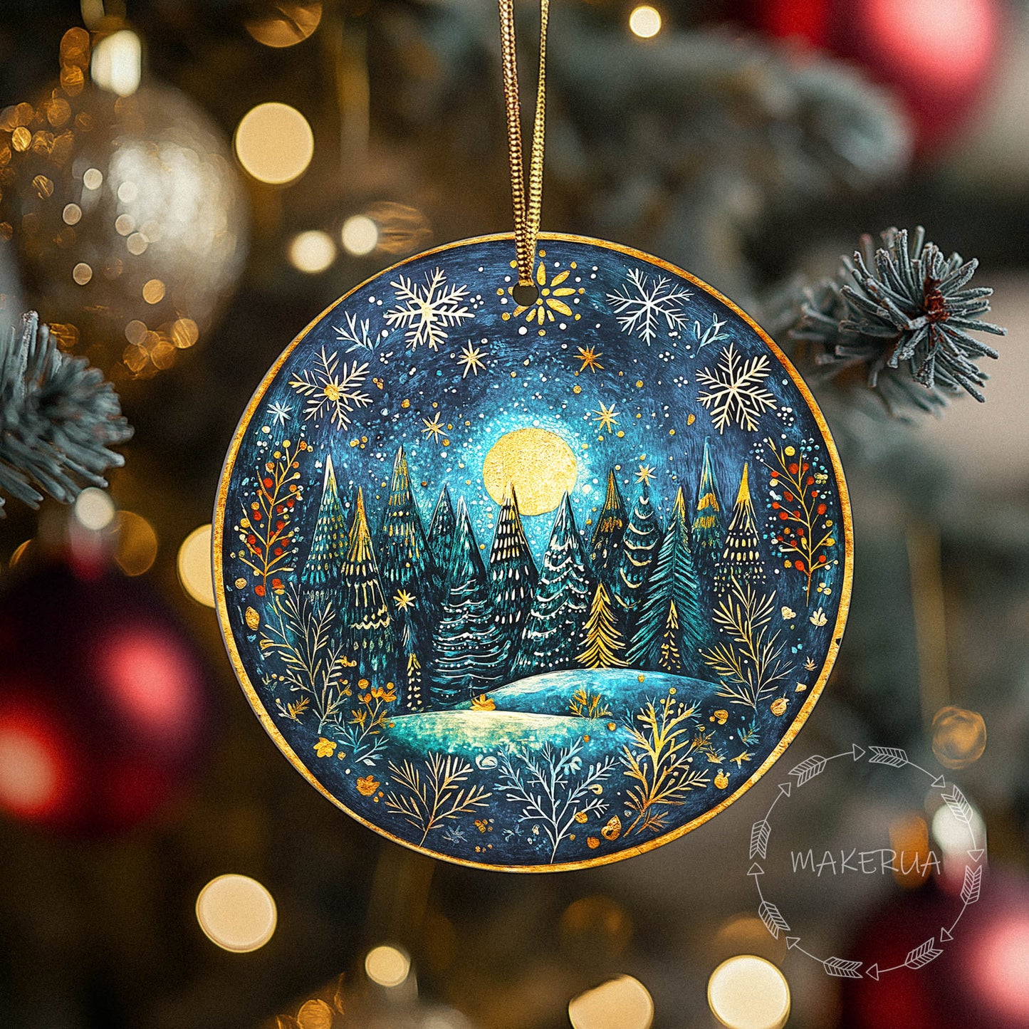 Christmas Ornaments Handmade Tree Decorations Wooden Glass Personalized Name Logo Nature UV Printed Painted Decor