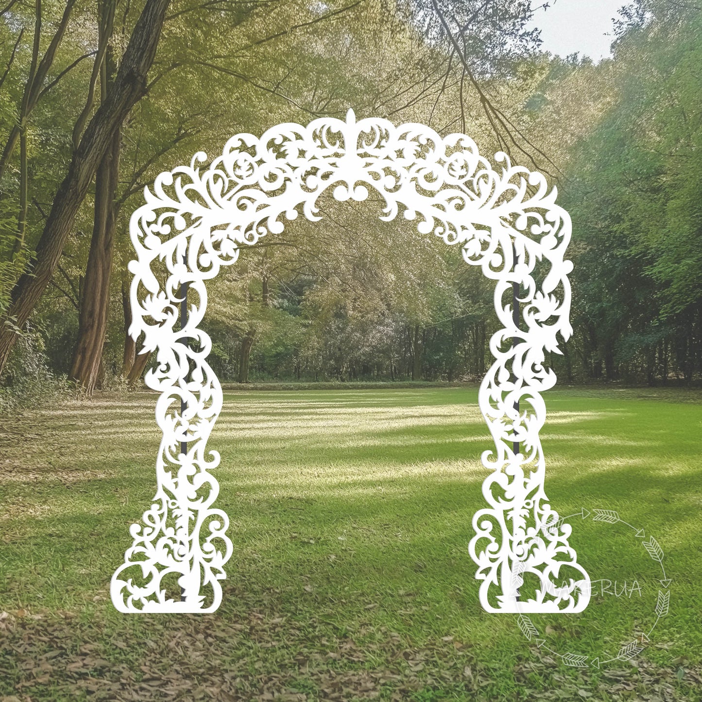 Wedding ceremony arch backdrop white openwork lace plastic wooden arbor floral flower birthday decorations decor boho style 2