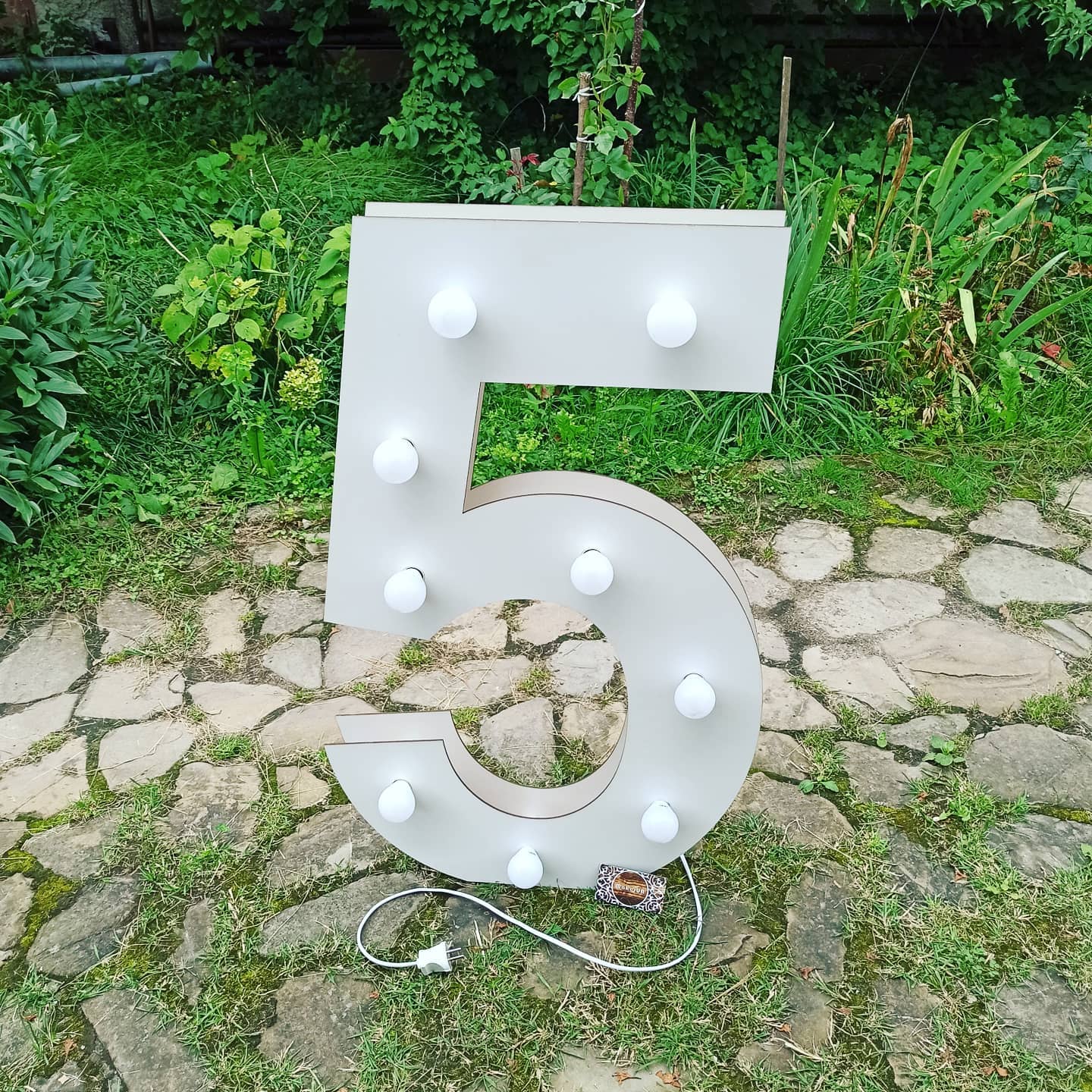 Number 5 Five birthday 1m (3.3ft) + LED Light Bulbs marquee numbers neon sign backdrop white decoration large giant big party props decor NHW5