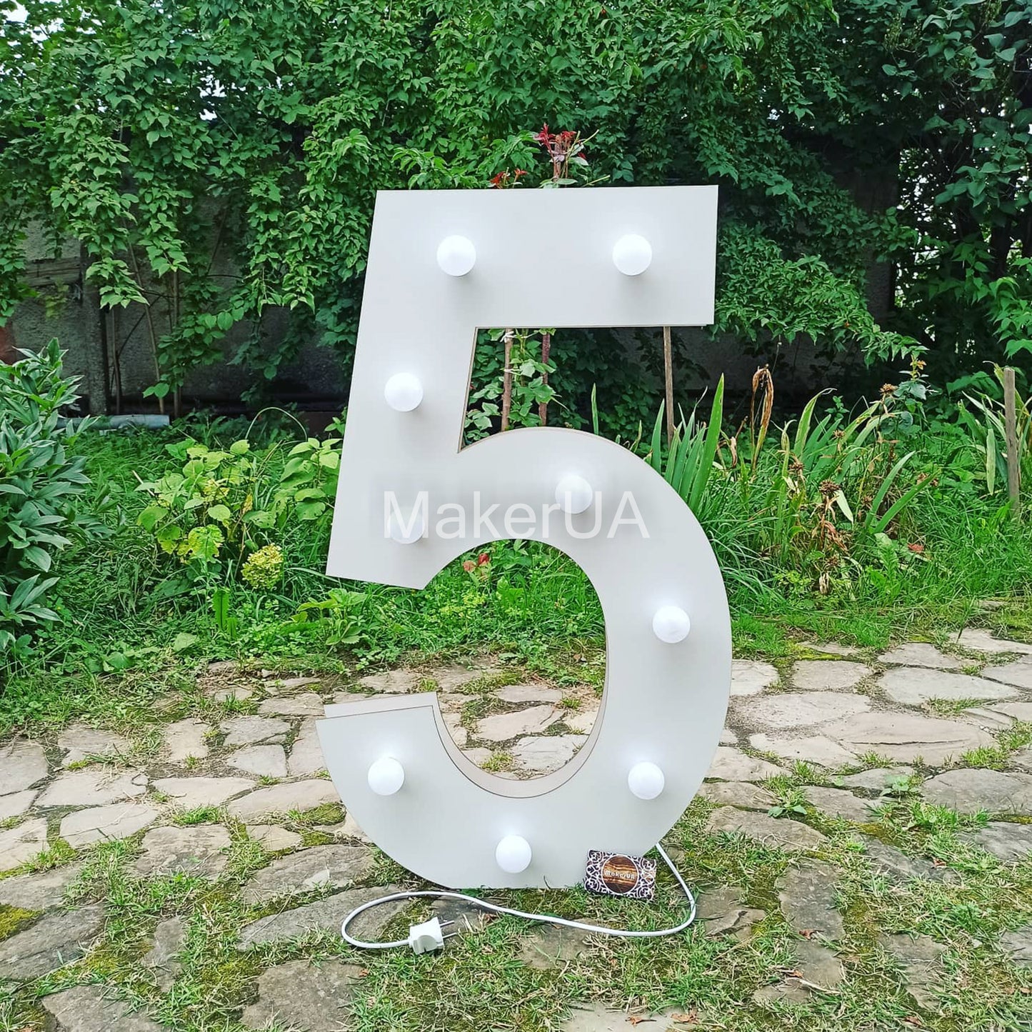 Number 5 Five birthday 1m (3.3ft) + LED Light Bulbs marquee numbers neon sign backdrop white decoration large giant big party props decor NHW5