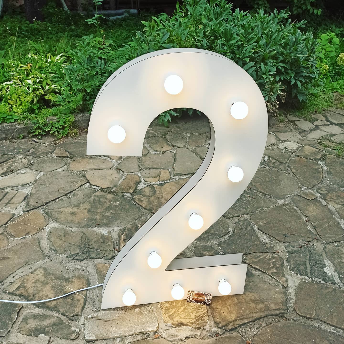 Number 2 Two 2nd birthday 1m (3.3ft) + LED Light Bulbs marquee numbers neon sign backdrop white decoration large giant big party props decor NHW2