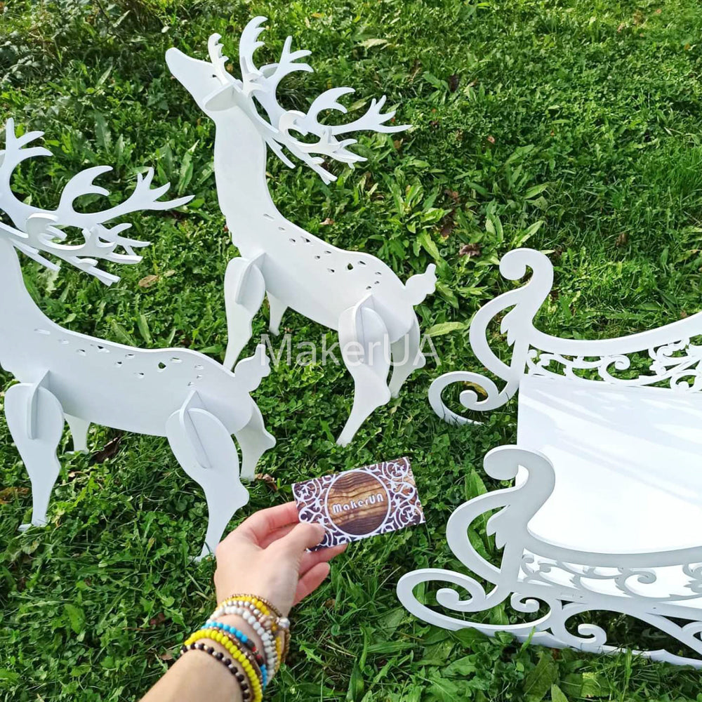 Set Winter Wonderland Reindeer Sleigh Backdrop Wooden Party Decor Kids Photo Zone Frozen Snow Decorations Christmas cutout booth props balloons