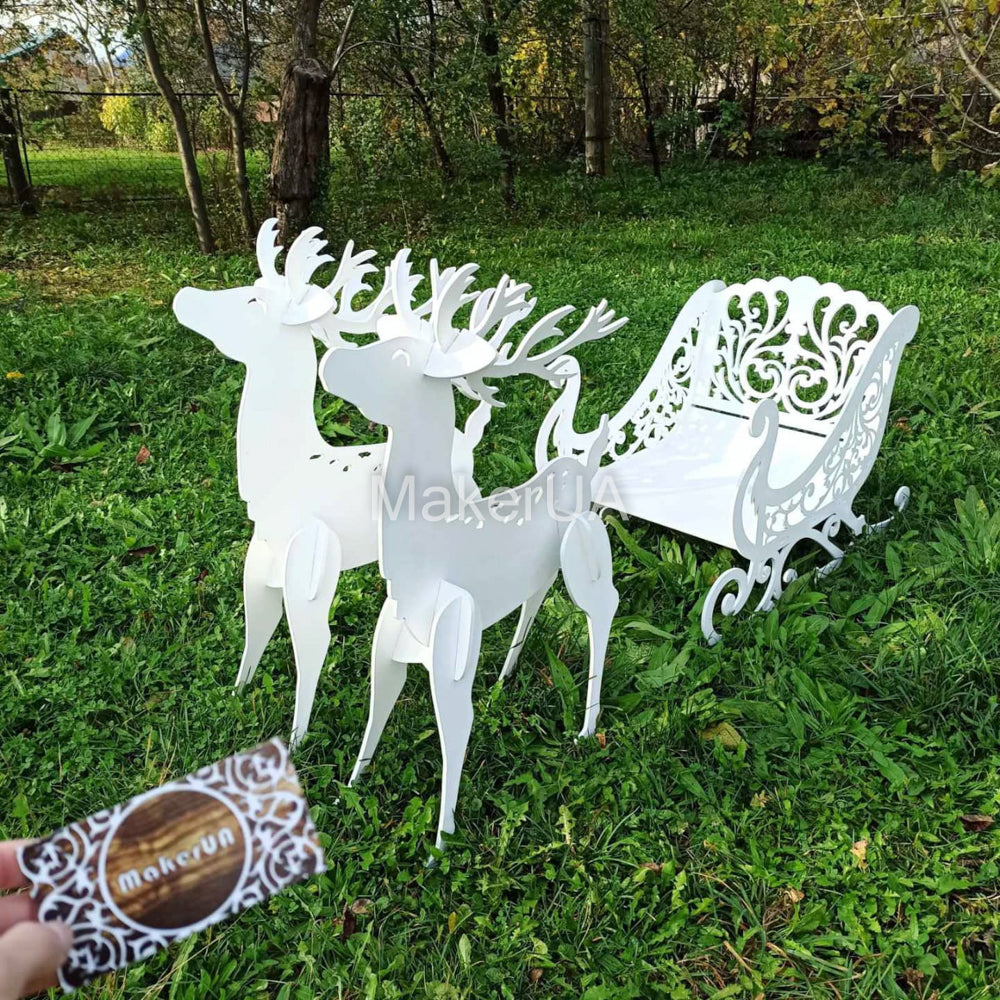 Set Winter Wonderland Reindeer Sleigh Backdrop Wooden Party Decor Kids Photo Zone Frozen Snow Decorations Christmas cutout booth props balloons