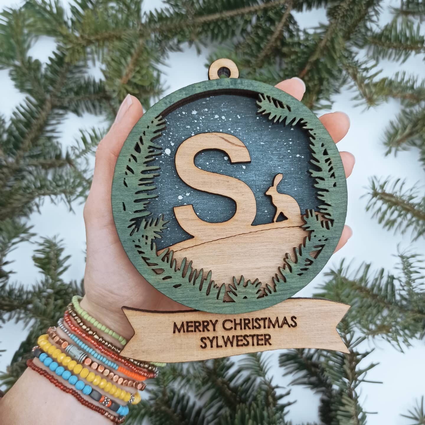 Personalized Christmas Ornaments Name Wooden Decorations Tree Hanging Kindergarten Gift Classmate Preschool Keepsake Teacher Student Decor Style M