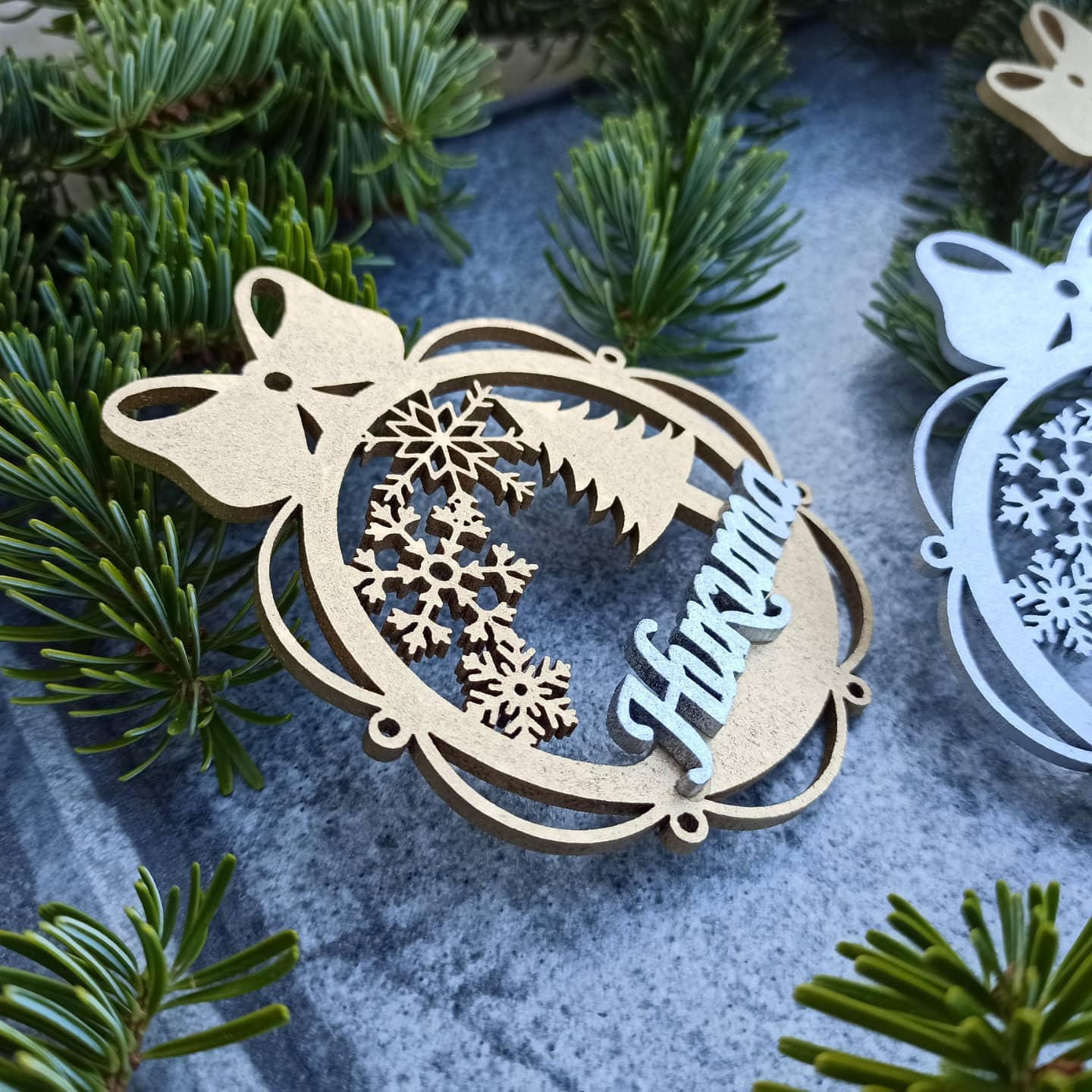 Personalized Christmas Ornaments Name Wooden Decorations Tree Hanging Kindergarten Gift Classmate Preschool Keepsake Teacher Student Decor Style L