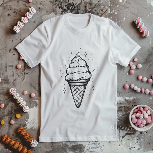 T-shirt ice cream sweet cake candy bar white cotton tee shirt print gift birthday