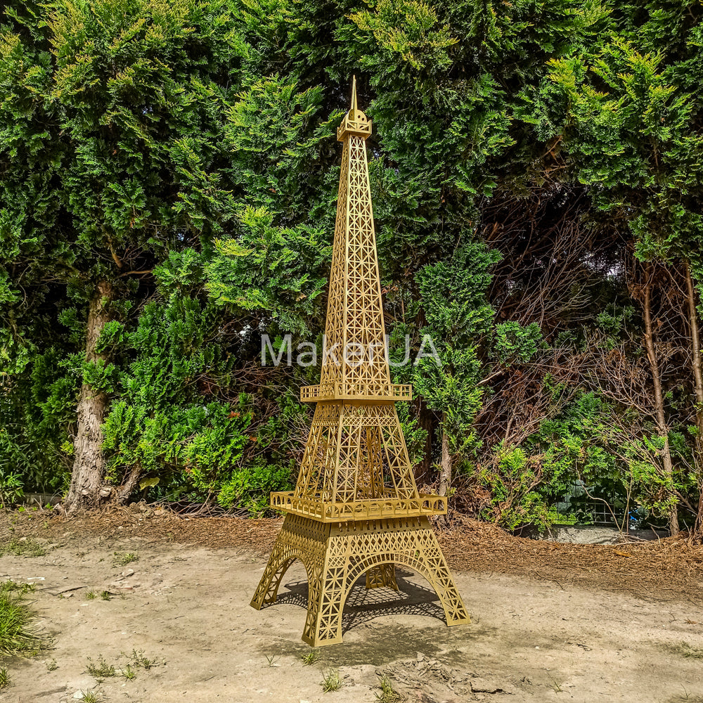 Gold Eiffel Tower 3D sculpture statue large huge life size wood wooden wedding birthday flower home decor golden arch backdrop Paris