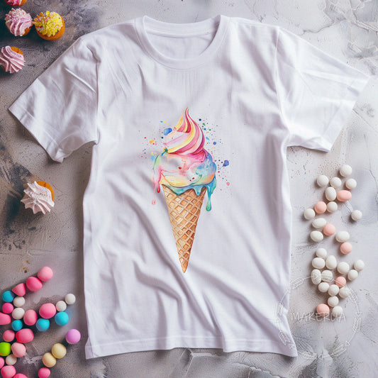 T-shirt ice cream sweet cake candy bar white cotton tee shirt print gift birthday