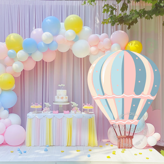 Hot air balloon backdrop for birthday wedding party decorations with uv print