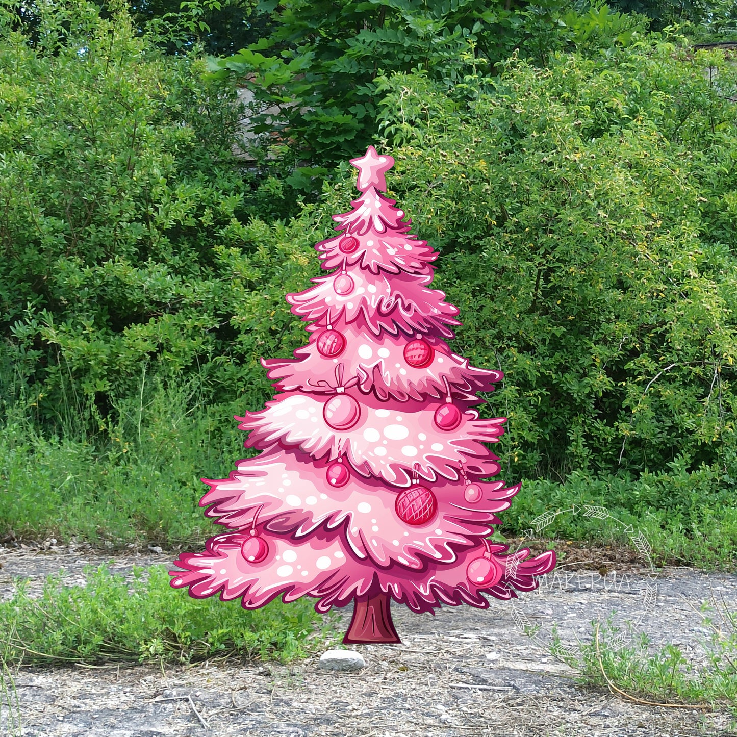 Pink Christmas tree for birthday wedding party decorations with uv print