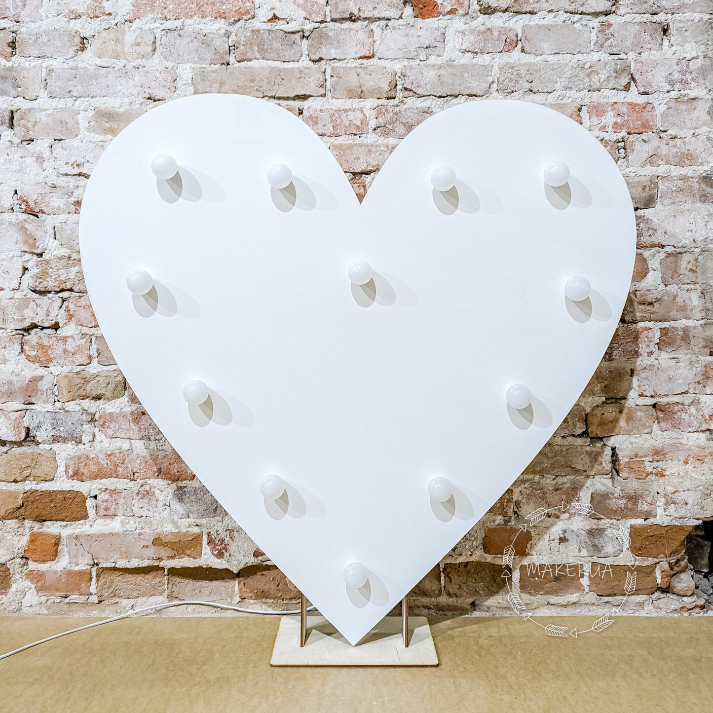 Heart 1m (3.3ft) + LED Light Bulbs marquee shape neon sign backdrop white decoration large giant big party props decor NHWH