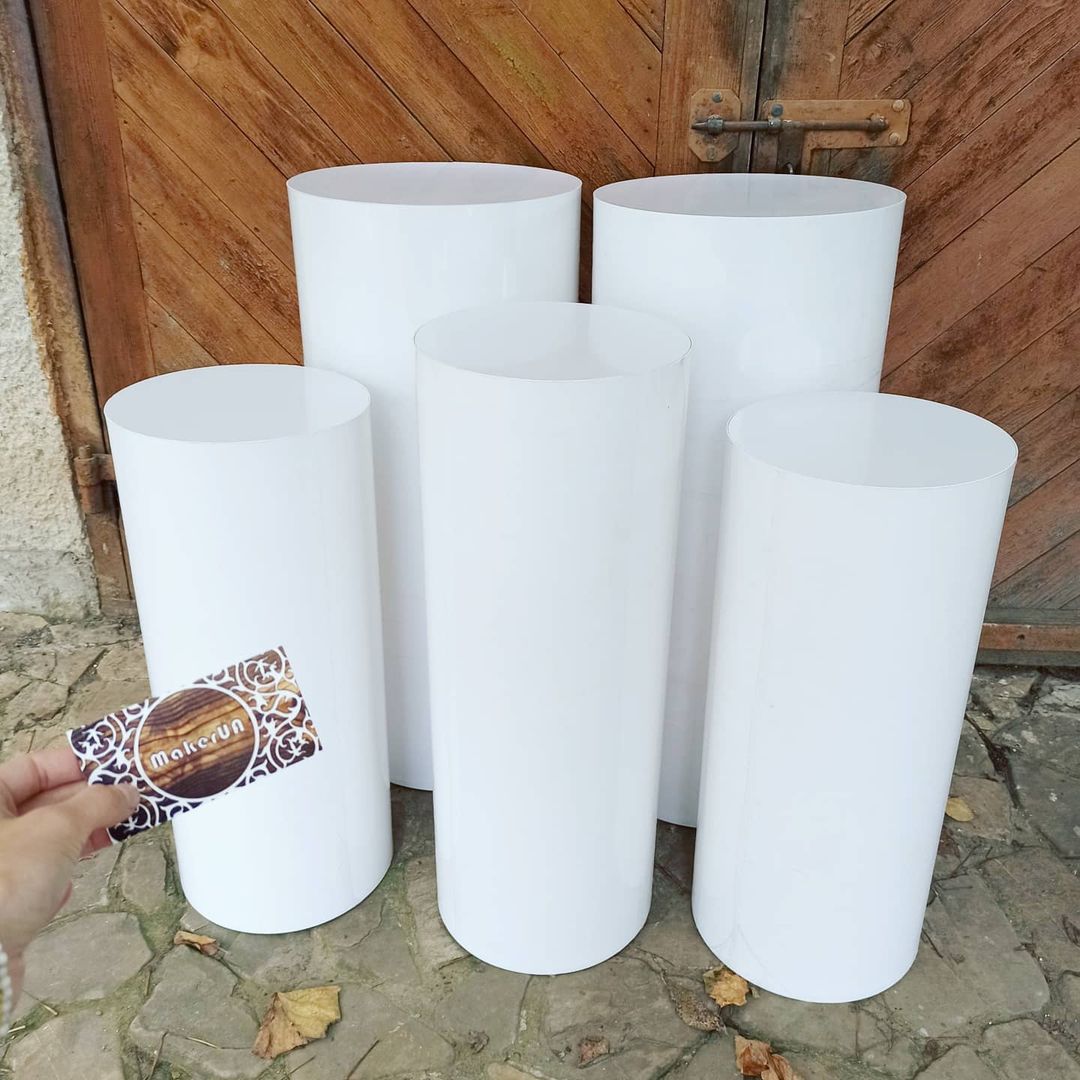 Plinth stand column cylinder pedestal display pillar white black silver gold clear round table cake flower wedding birthday party decor