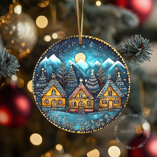 Christmas Ornaments Handmade Tree Decorations Wooden Glass Personalized Name Logo Nature UV Printed Painted Decor 06