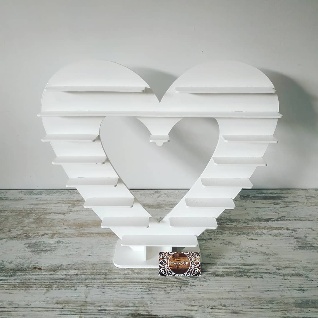 Heart shape candy bar sweet stand 01 cake parties birthday wedding table decorations buffet cart party delights cupcake tray white style treats decor