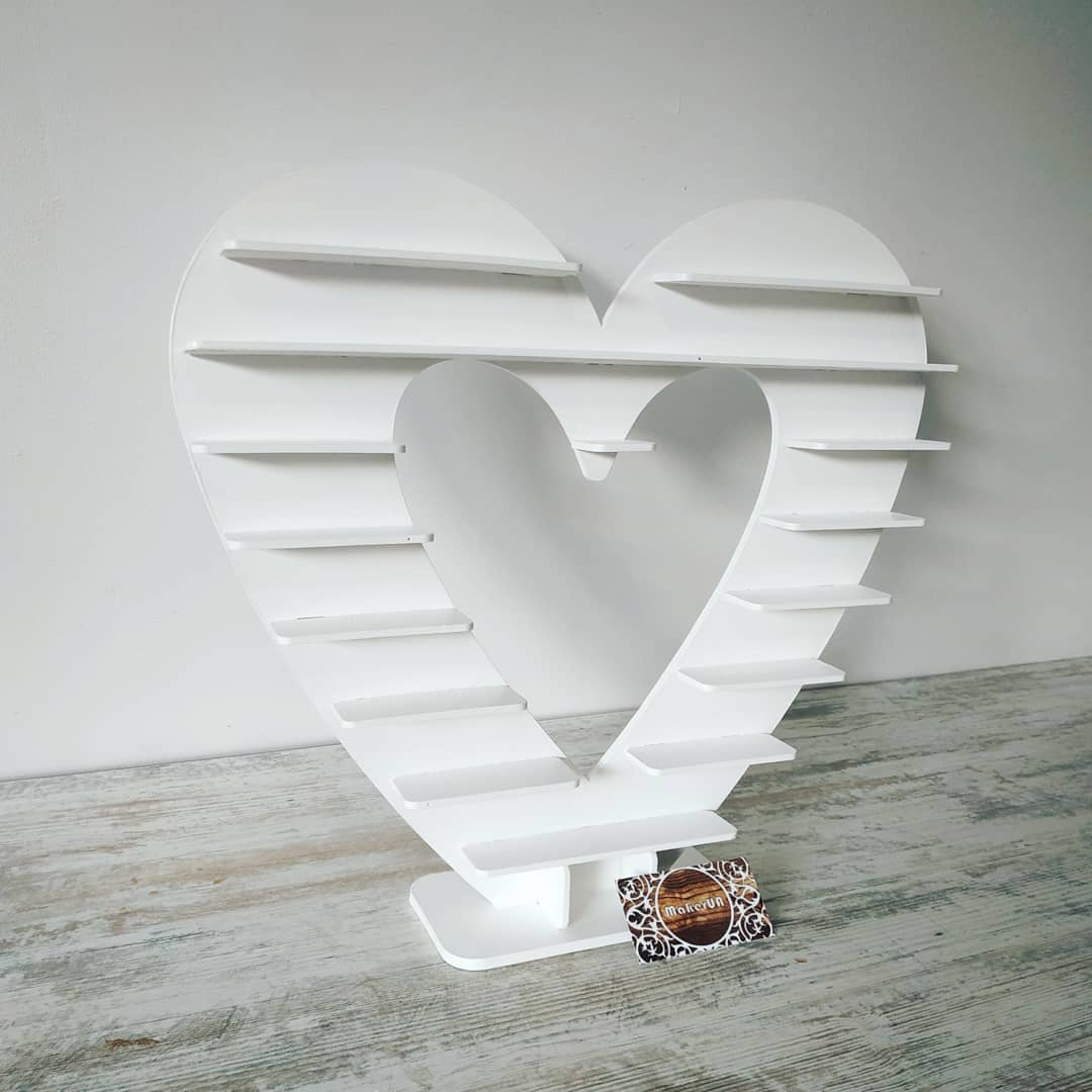 Heart shape candy bar sweet stand 01 cake parties birthday wedding table decorations buffet cart party delights cupcake tray white style treats decor