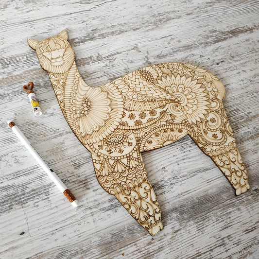 Craft shapes coloring lama alpaca creativity cutout diy unfinished unpainted ornaments needlework shaped eco natural plywood wood wooden plaques decorations decor