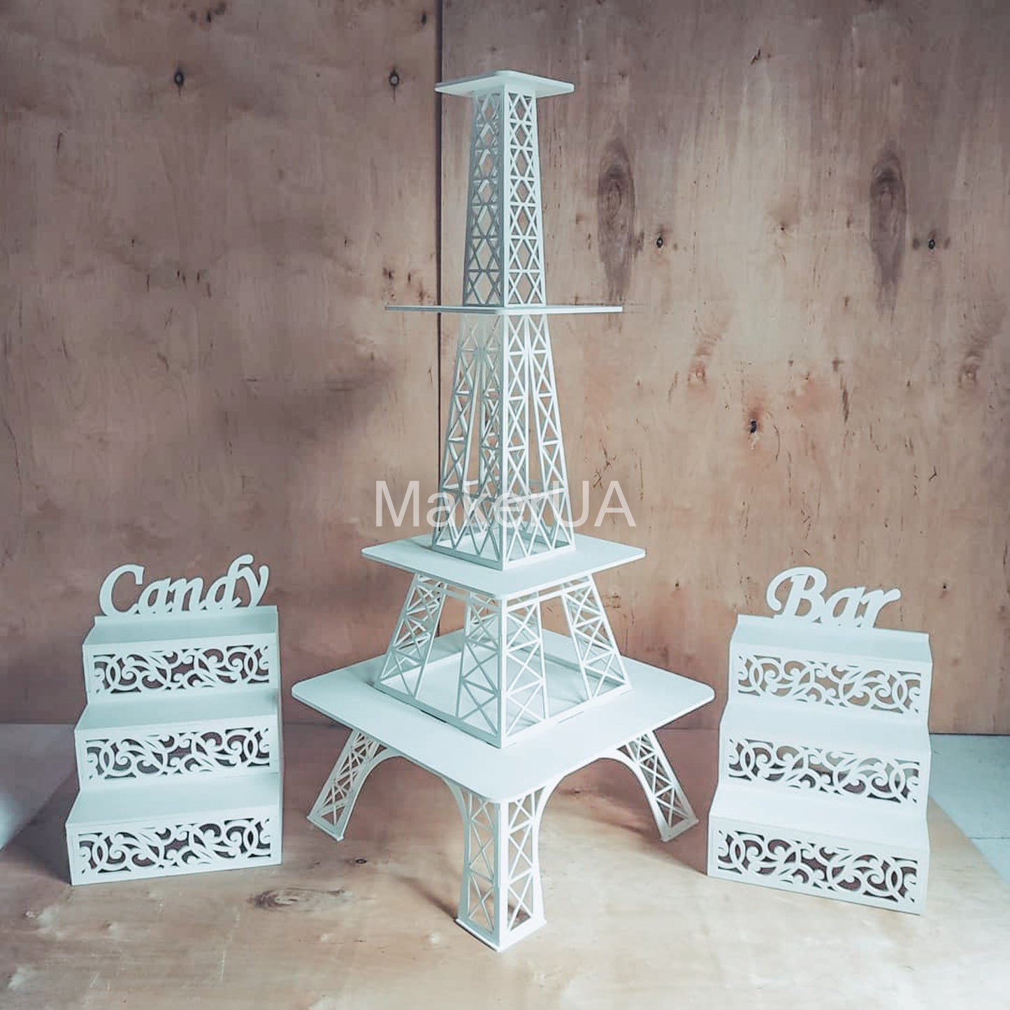 White Eiffel Tower Stand cake dessert cupcake flower display table buffet floral market sweet candy cart bar donut Ice cream party props birthday wedding decor