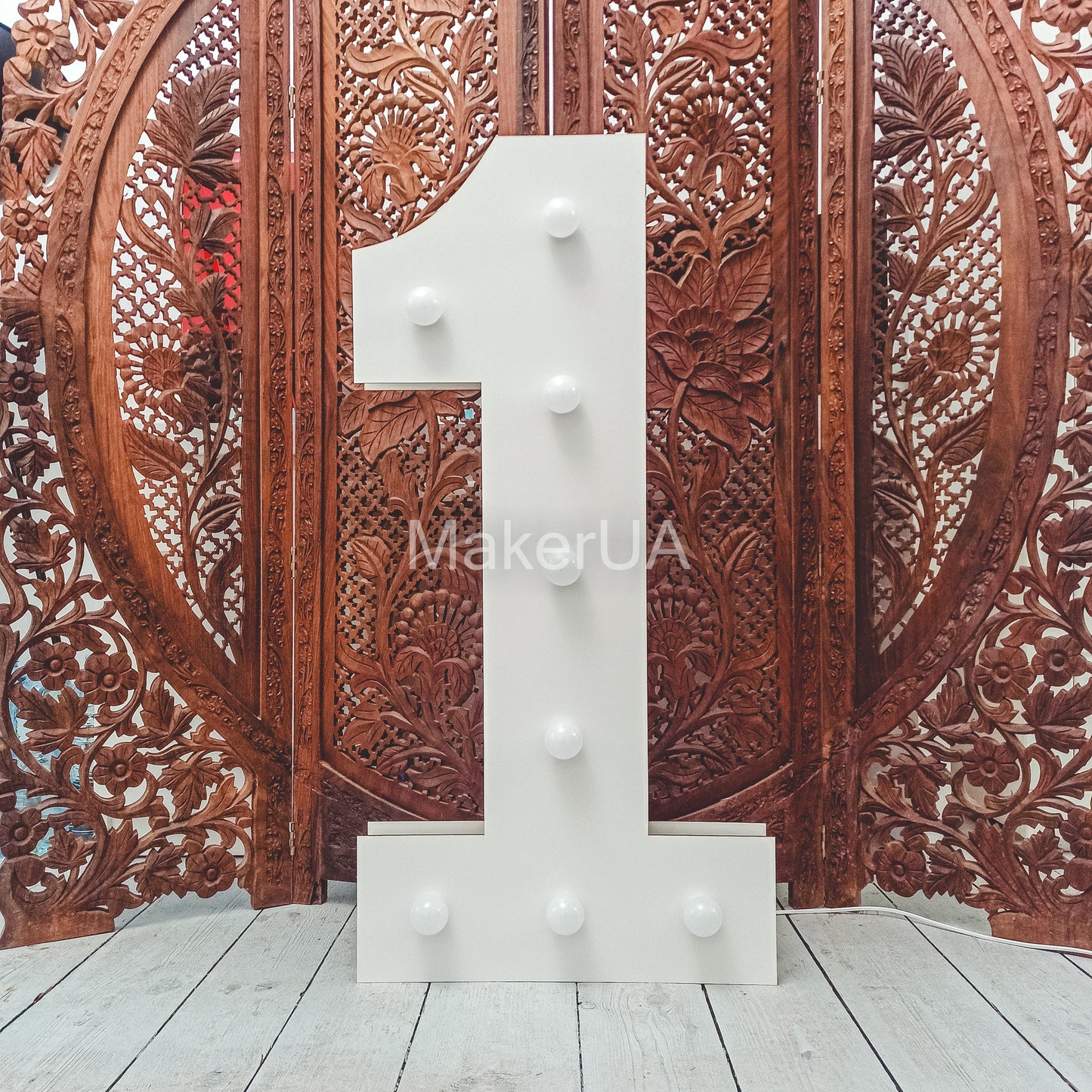 Number 1 One 1st First birthday 1m (3.3ft) + LED Light Bulbs marquee numbers neon sign backdrop white decoration large giant big party props decor NHW1