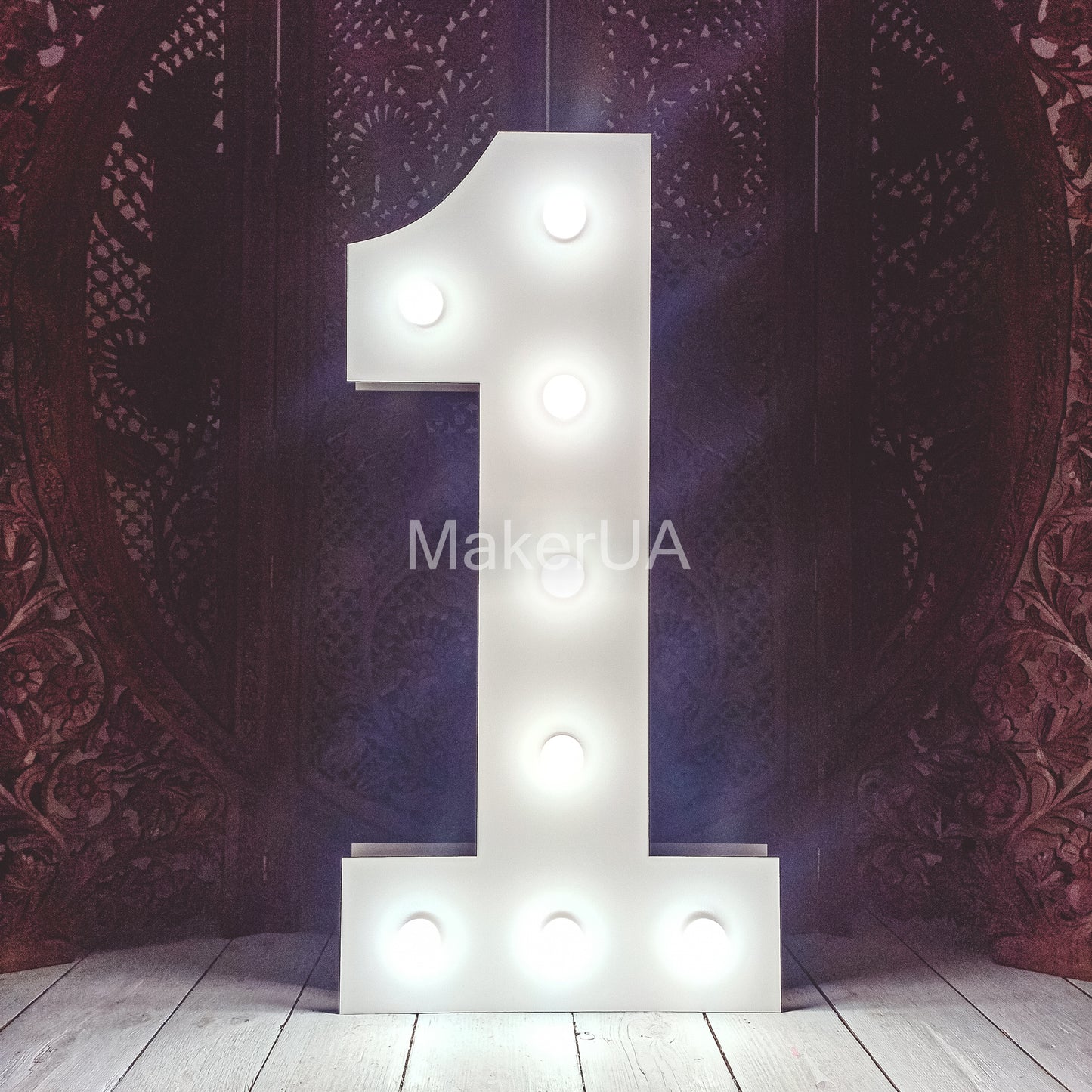 Number 1 One 1st First birthday 1m (3.3ft) + LED Light Bulbs marquee numbers neon sign backdrop white decoration large giant big party props decor NHW1