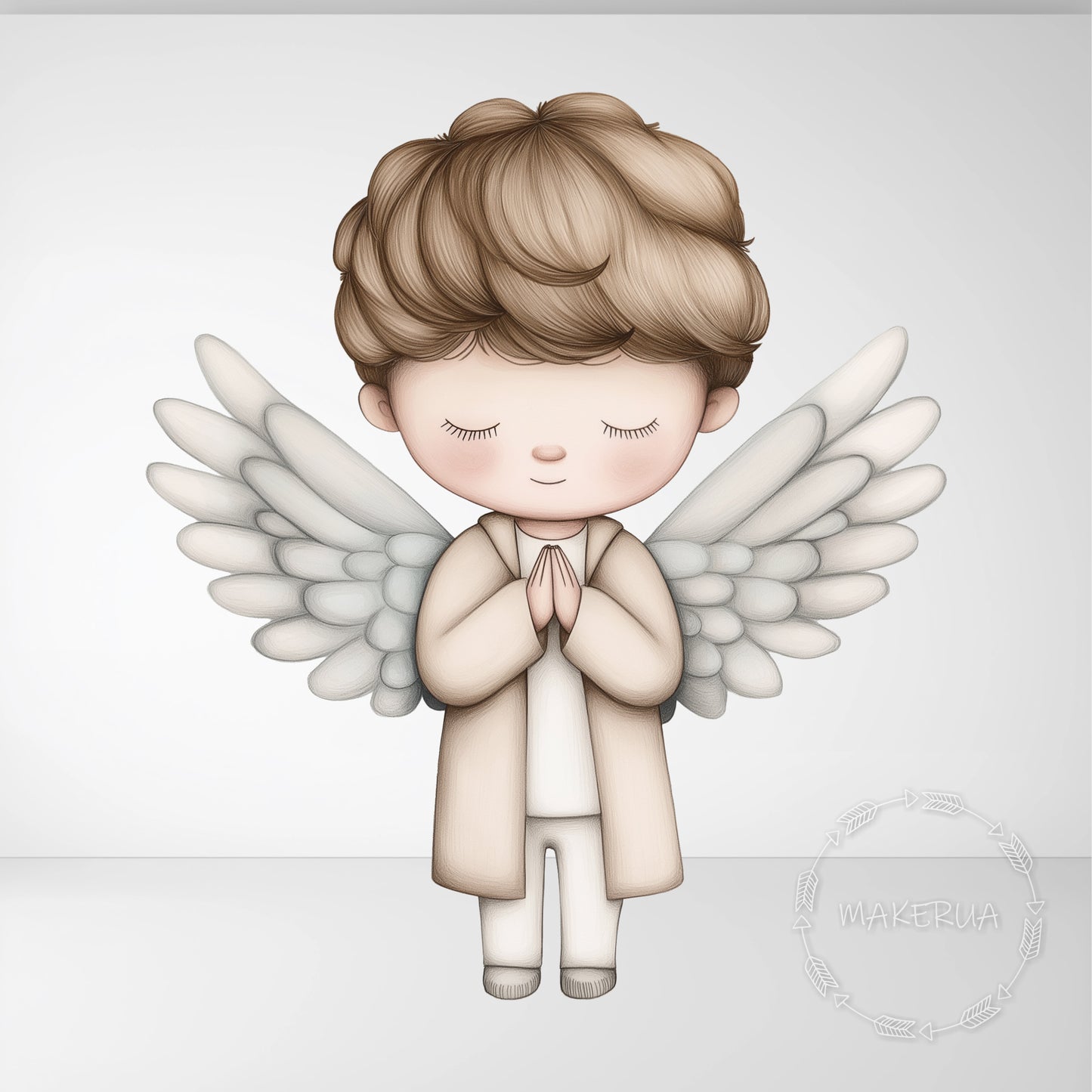 Angel Boy Printed Decor for Birthday Wedding Baby Shower Cute Pray Wings Cutouts Home Room Wall Art Party Props Decorations