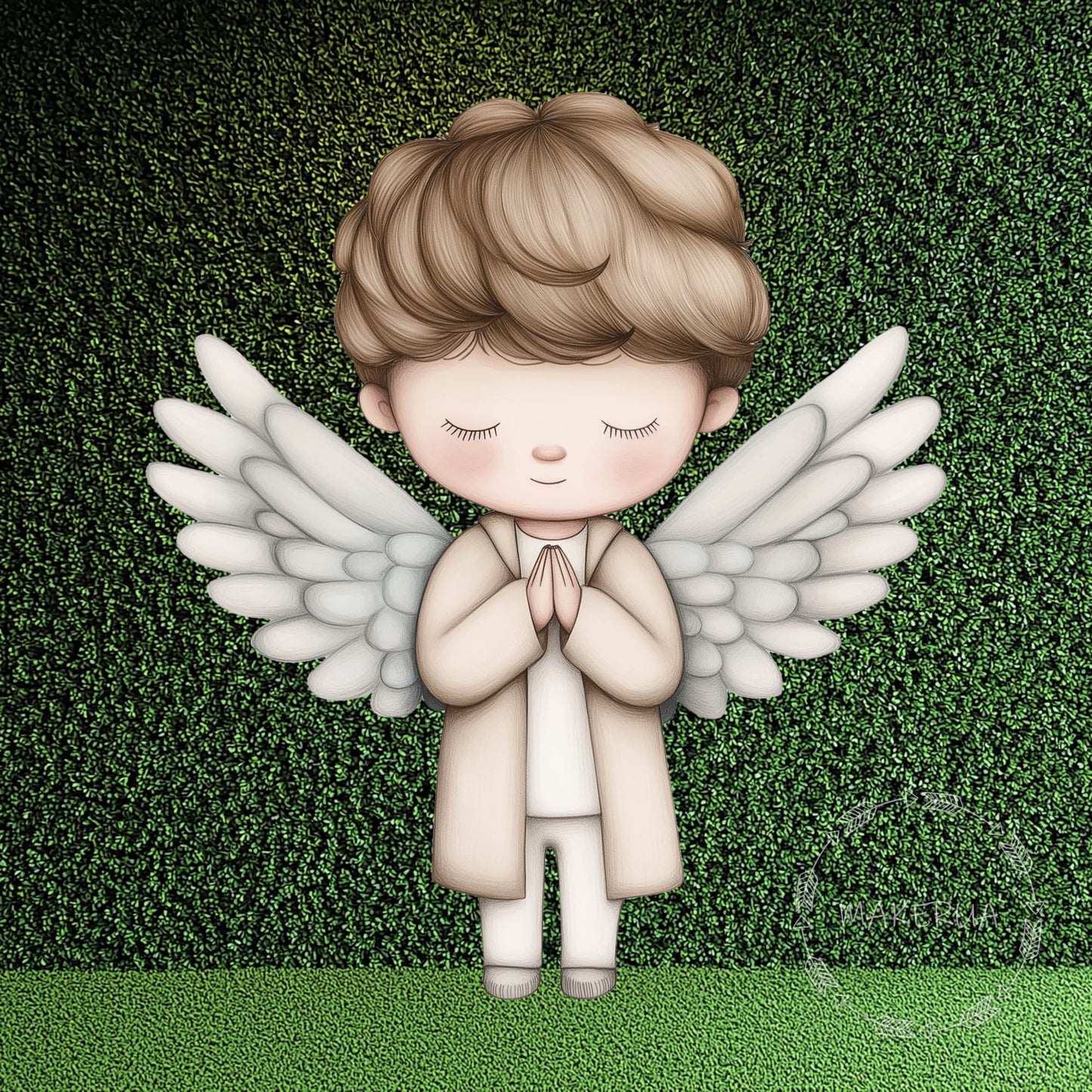 Angel Boy Printed Decor for Birthday Wedding Baby Shower Cute Pray Wings Cutouts Home Room Wall Art Party Props Decorations