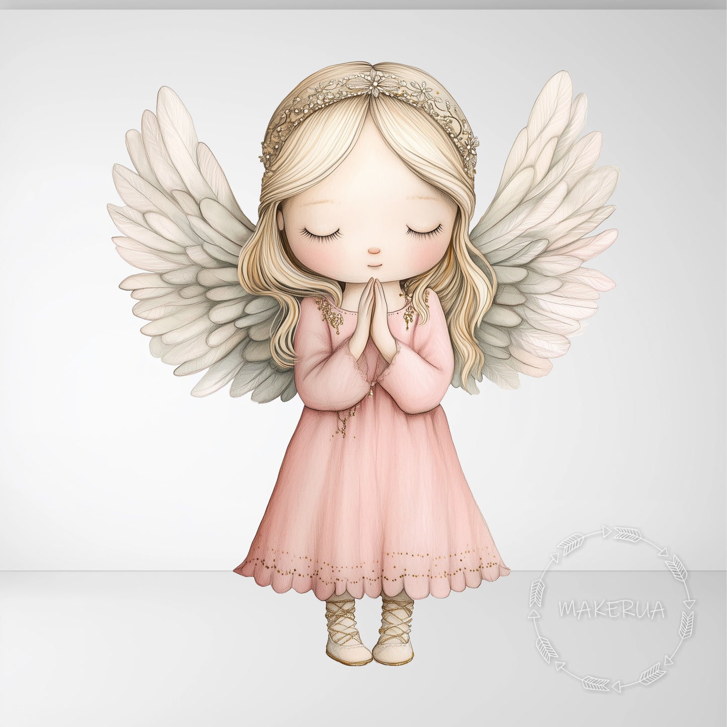 Angel Girl Printed Decor for Birthday Wedding Baby Shower Cute Pray Wings Cutouts Home Room Wall Art Party Props Decorations