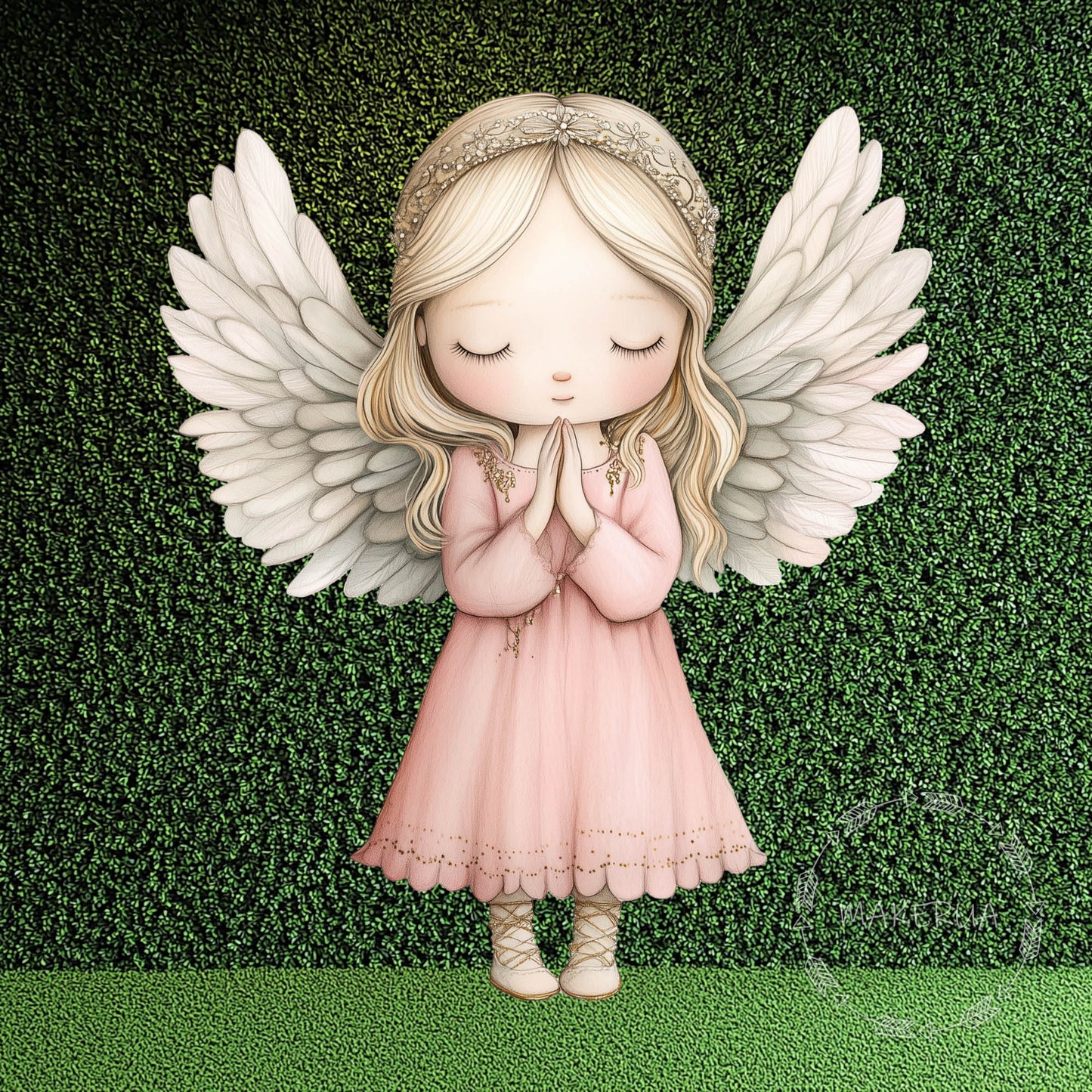 Angel Girl Printed Decor for Birthday Wedding Baby Shower Cute Pray Wings Cutouts Home Room Wall Art Party Props Decorations