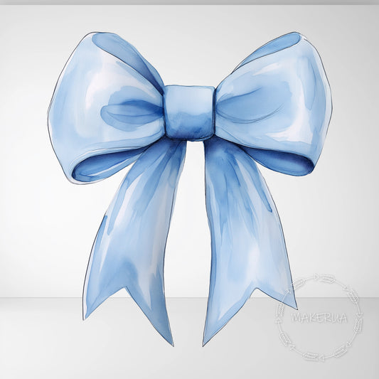 Blue Bow Printed Decor for Birthday Wedding Baby Shower Cute Cutouts Home Room Wall Art Party Props Decorations