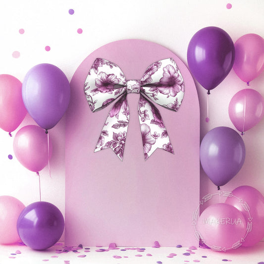 Pink Floral Bow Printed Decor for Birthday Wedding Baby Shower Cute Cutouts Home Room Wall Party Props Decorations
