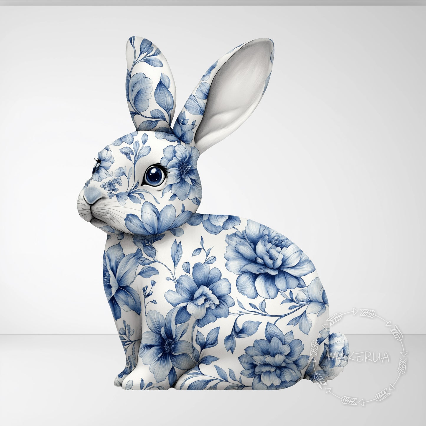 Blue Floral Bunny Rabbit Printed Decor for Birthday Easter Wedding Baby Shower Cutouts Party Props Arch Backdrop Decorations