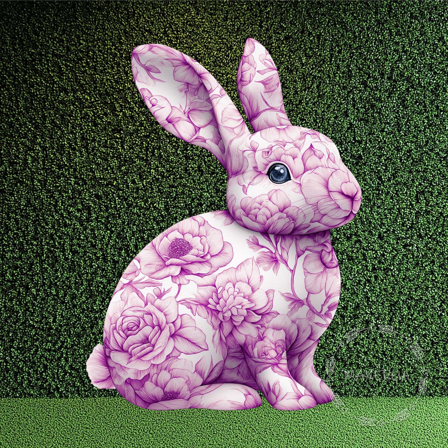 Pink Floral Bunny Rabbit Printed Decor for Birthday Easter Wedding Baby Shower Cutouts Party Props Arch Backdrop Decorations