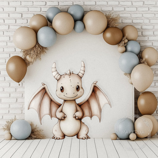 Dragon Printed Decor for Birthday Boy Baby Shower Cute Animal Wings Cutouts Party Props Decorations