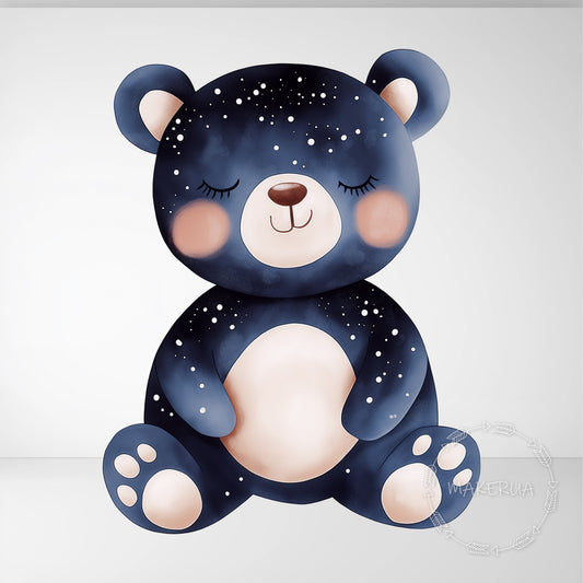 Sleeping Bear Printed Decor for Birthday Baby Shower Cute Animal Cutouts Girl Boy Home Room Wall Art Party Props Decorations