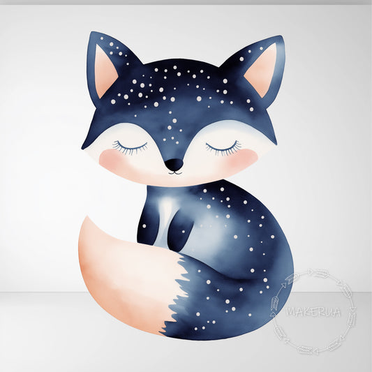 Sleeping Fox Printed Decor for Birthday Baby Shower Cute Animal Cutouts Girl Boy Home Room Wall Art Party Props Decorations