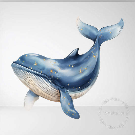 Whale Printed Decor for Birthday Baby Shower Cute Animal Cutouts Girl Boy Home Room Wall Art Party Props Decorations