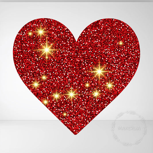 Red Glitter Sparkle Heart Printed Cutouts Decor for Birthday Wedding Girl Baby Shower Cute Party Props Decorations