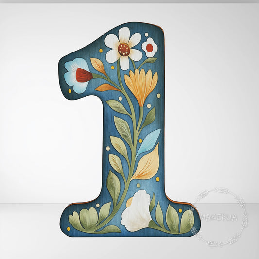 Number One Rustic Printed Cutouts Decor for Birthday Wedding Girl Baby Shower Cute Party Props Decorations