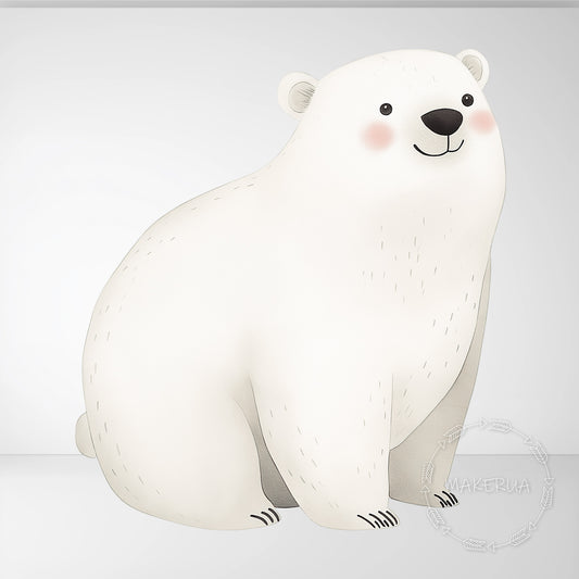 Polar Bear Printed Decor for Birthday Wedding Baby Shower Cute White Animal Cutouts Home Room Wall Art Party Props Decorations
