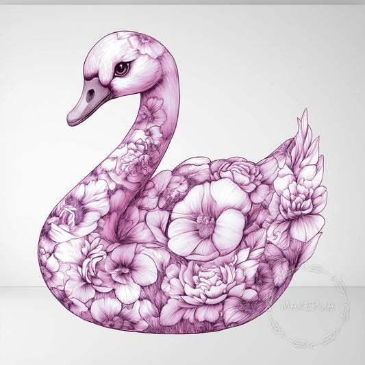 Pink Swan Floral Printed Decor Cutouts for Birthday Wedding Girl Baby Shower Cute Animal Room Dior Party Props Decorations
