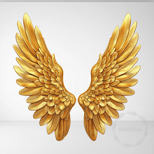Gold Angel Wings Printed Cutouts Decor for Birthday Wedding Girl Boy Baby Shower Cute Party Props Decorations