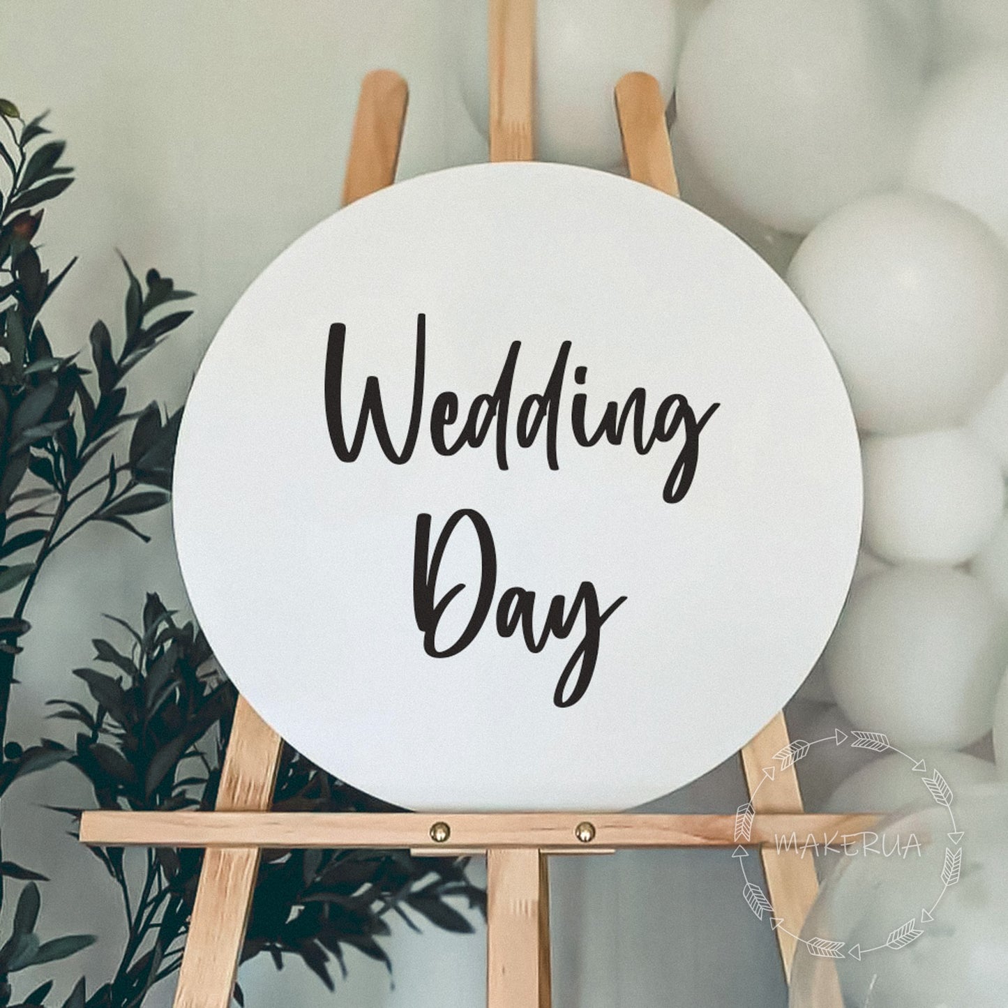 Text on white glossy round circle ring backdrop custom text - MakerUA