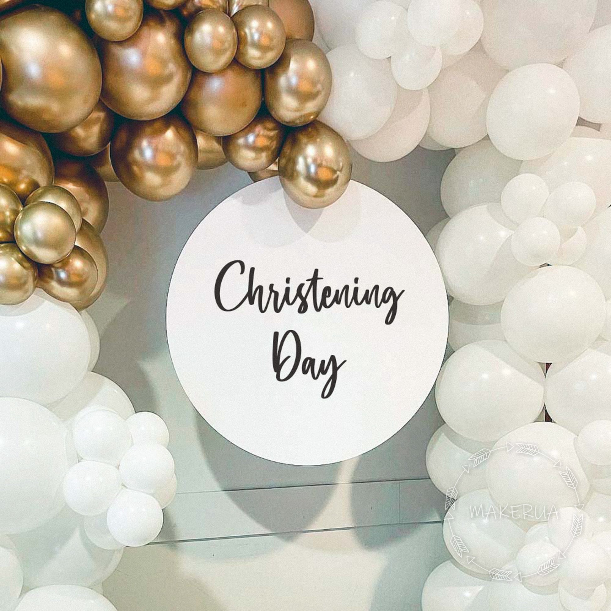 Text on white glossy round circle ring backdrop custom text - MakerUA
