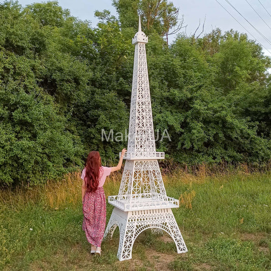 Eiffel Tower 3D sculpture statue large huge life size lifesize wedding birthday centerpieces white metal iron wooden