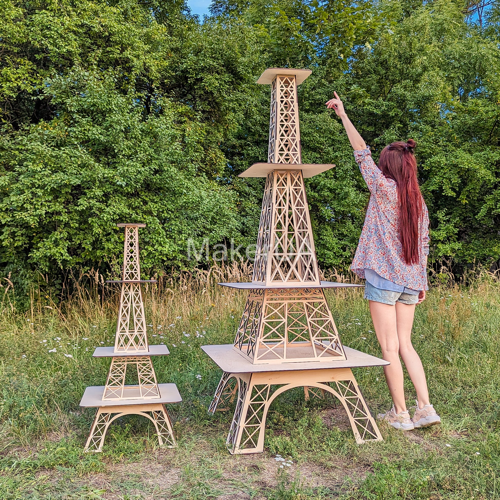 Eiffel Tower Cake Stand Display Table Buffet Market Dessert Cupcake Sweet Candy Cart Bar wooden