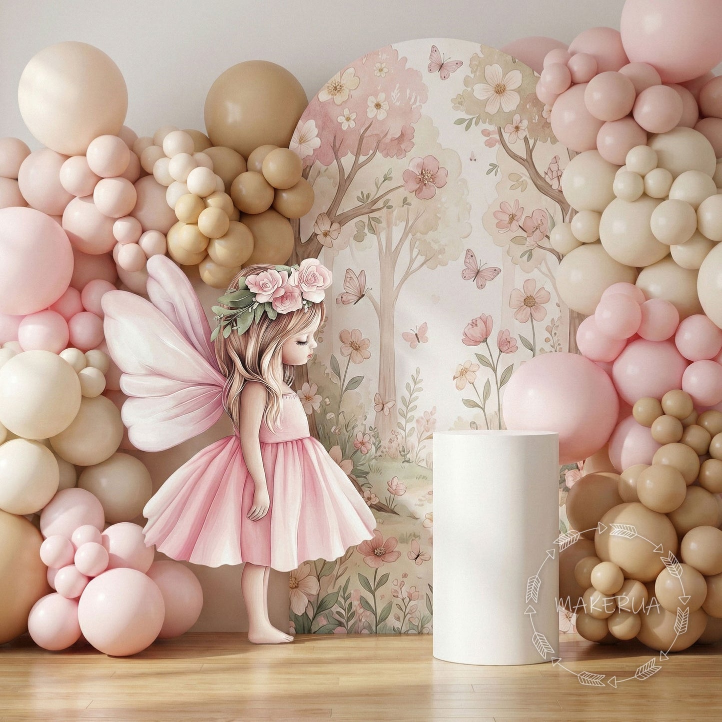 Pink Fairy Girl With Wings Printed Decor for Birthday Wedding Baby Shower Cute Cutouts Home Room Wall Art Party Props Decorations