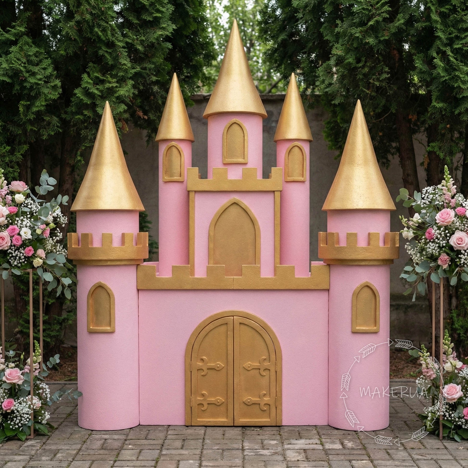 Giant Styrofoam Castle Backdrop Prince Baby Boy Princess Birthday Party Decoration Freestanding Fairytale Photo Prop Large Royal Event Decor - MakerUA