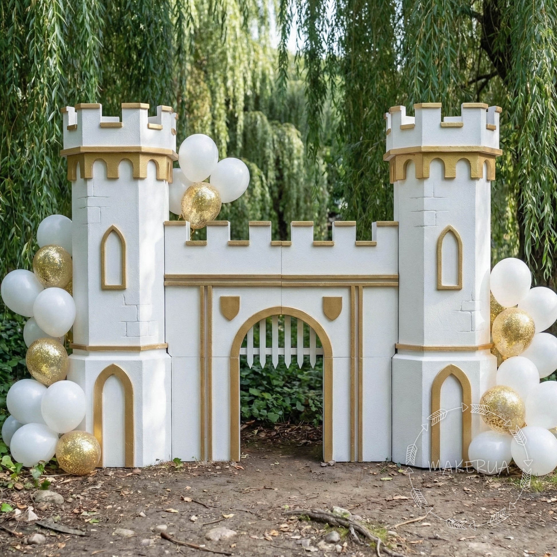 Castle Backdrop Birthday Party Decorations King Prince Magic Fortess Wizard Boy on Broom School Academy Royal Vintage Medieval Gothic Decor - MakerUA