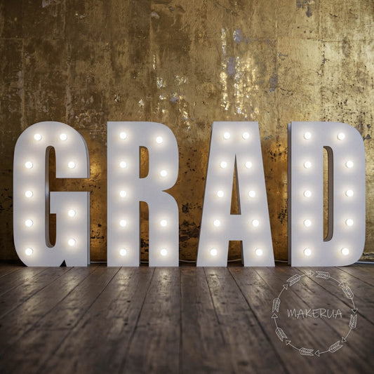 Giant light up marquee letters GRAD prom night 2026 Sign Graduation School LED Bulbs 3D Decor