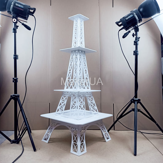 White Eiffel Tower Stand cake dessert cupcake flower display table buffet floral market sweet candy cart bar donut Ice cream party props birthday wedding decor